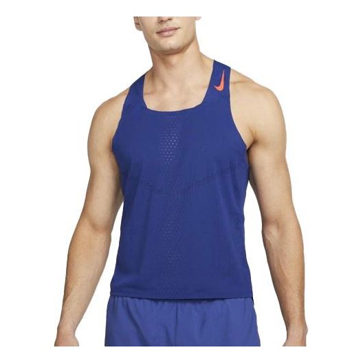 Nike Solid Color Logo Printing Mesh Sports Vest Blue DM4624-455