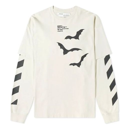 Off-White Diagonal Bats Double Sleeve For Men White OMAB022E191850074810