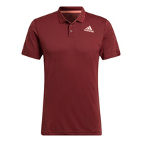 Men's adidas Gameset Solid Color Logo Micro Mark Tennis Sports Short Sleeve Wine Red Polo Shirt HB9133