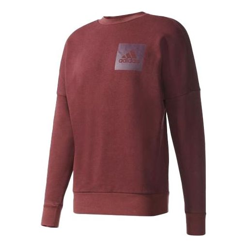 Men's adidas Logo Casual Sports Round Neck Pullover Red S98763