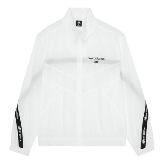 New Balance Logo Full-Zip Woven Jacket Asia Sizing 'White Black' AMJ22350-WT