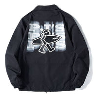 PJs Vigor Surf Alphabet Series Printing Coach Jacket Unisex Black 20SSJK1010-P