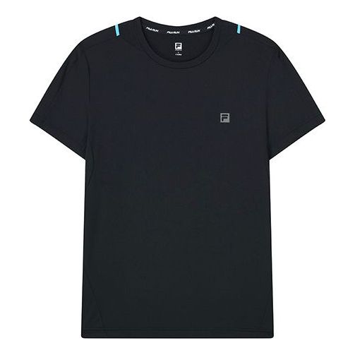 FILA Logo Alphabet Printing Loose Round Neck Short Sleeve Black A11M122101F-BK