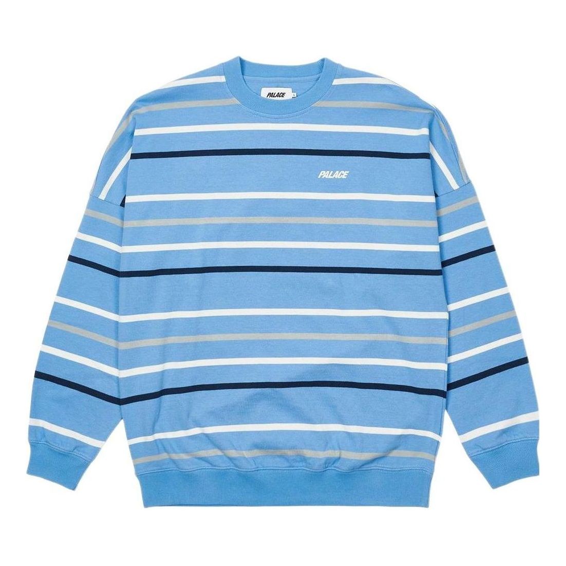 Palace Stripe Drop Shoulder Crew 'Blue' P22ES066