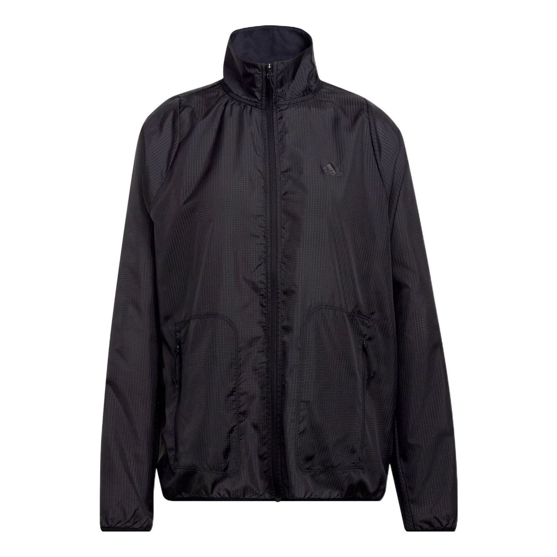 (WMNS) adidas Run Icons 3Bar Running Windbreak Asia Sizing 'Black' HC7971