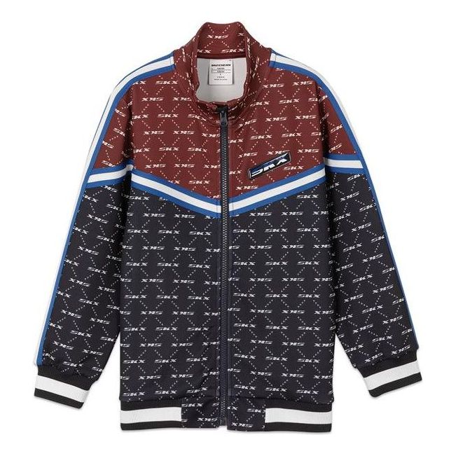 (GS) Skechers Letter Print Long Sleeve Jacket 'Black White Burgundy' L121B049