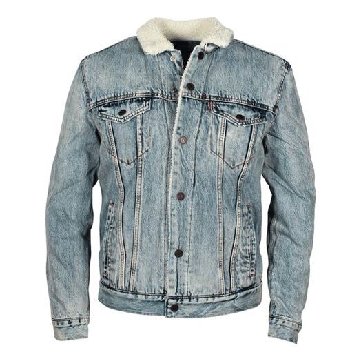 Levis Sherpa Trucker Cotton Denim Jacket For Men Blue 16365-0049