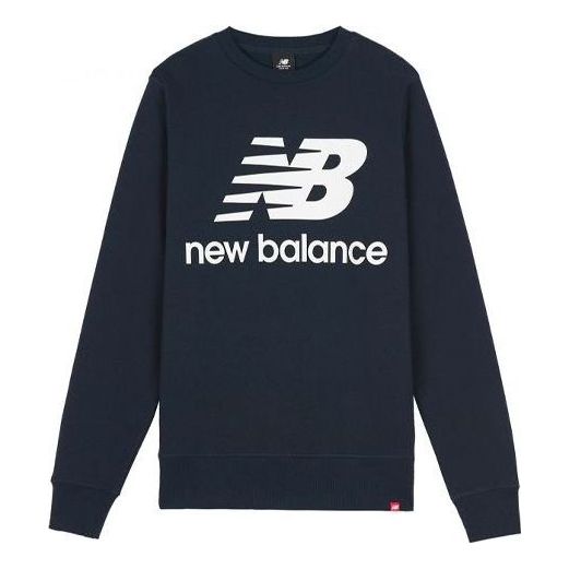 New Balance Essentials Stacked Logo Crew Sweatshirt Asia Sizing 'Navy White' AMT03560-ECL