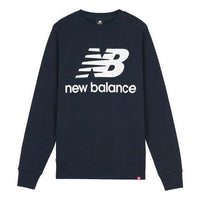 New Balance Essentials Stacked Logo Crew Sweatshirt Asia Sizing 'Navy White' AMT03560-ECL