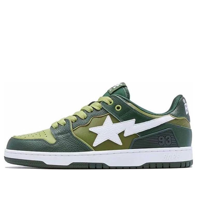 (WMNS) A BATHING APE Sk8 Sta Leather Low 'Green' 1J30-291-024-GREN
