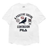 Men's FILA FUSION x staple Crossover Baseball Pattern Printing Loose Sports Short Sleeve White T-Shirt T11M134108F-WT