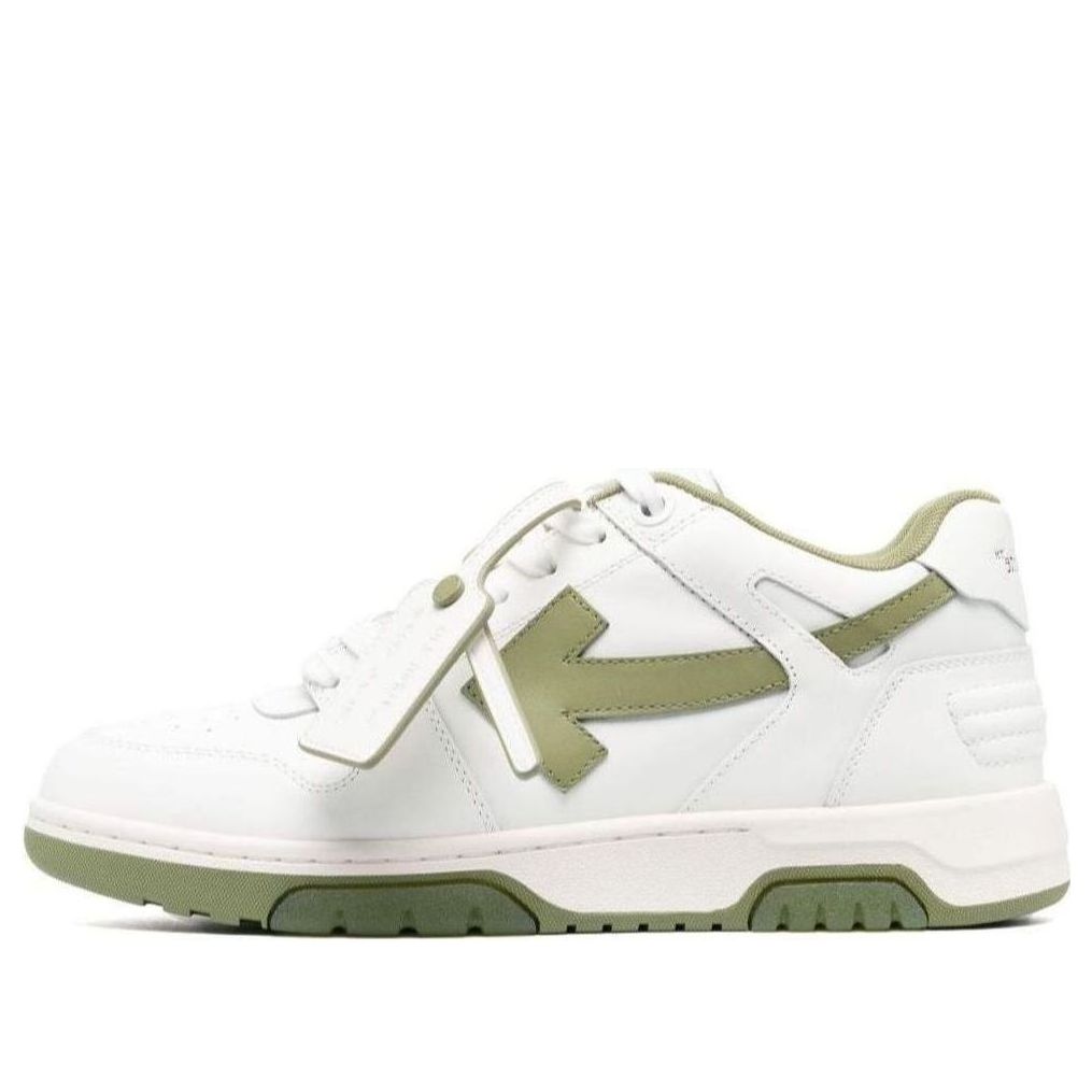 Off-White Out Of Office Leather Sneakers 'White Olive Green' OMIA189F23LEA0020153