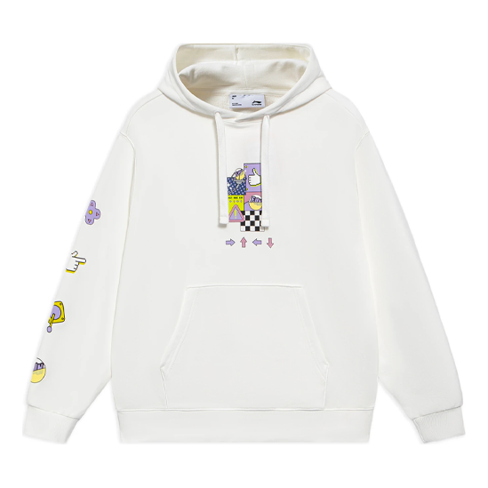 (WMNS) Li-Ning Sports Living Series Cartoon Pattern Pullover Hoodie 'White' AWDS592-1