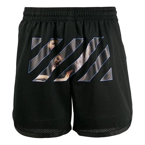 Off-White FW20 Caravaggio Printing Sports Shorts Men Black OMCI005E20JER0011010