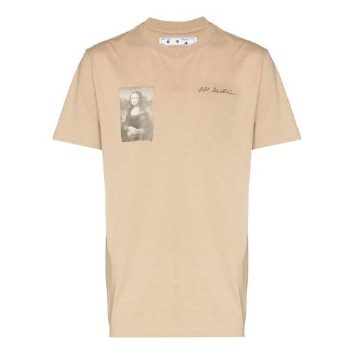 Off-White x Browns 50 Crossover Logo Printing Loose Round Neck Short Sleeve Ordinary Version Beige OMAA027G20JER0201717