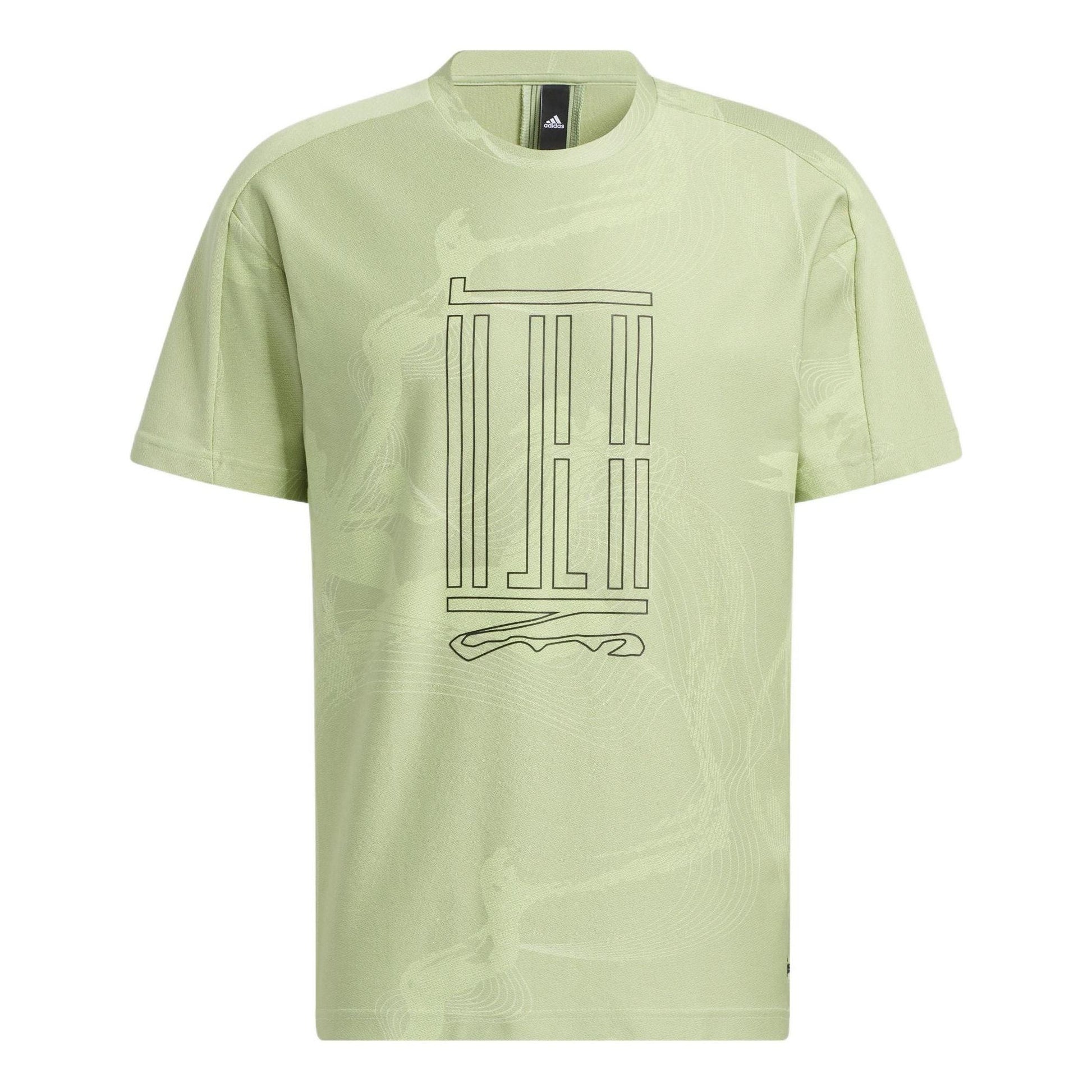 adidas WJ AOP TEE Sports Short Sleeve Orange Green HE5147