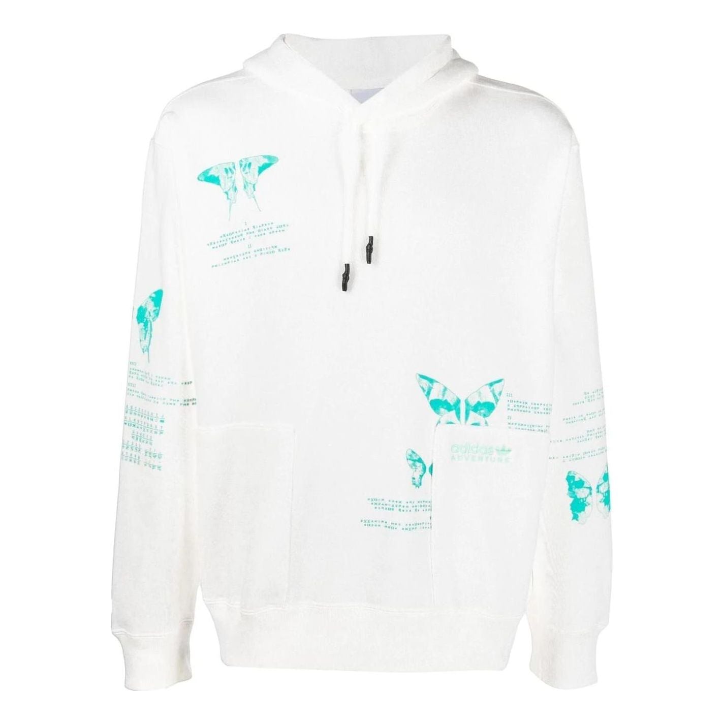 Men's adidas originals Butterfly Printing Hooded Drawstring Long Sleeves White HF4793