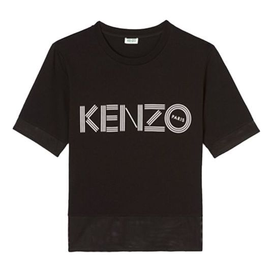 KENZO Alphabet Logo Printing Round Neck Short Sleeve Black FA5-2TS617-986-99