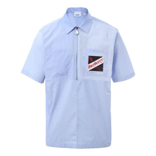 Men's Burberry Alphabet Logo Short Sleeve Shirt Light Blue 45611391