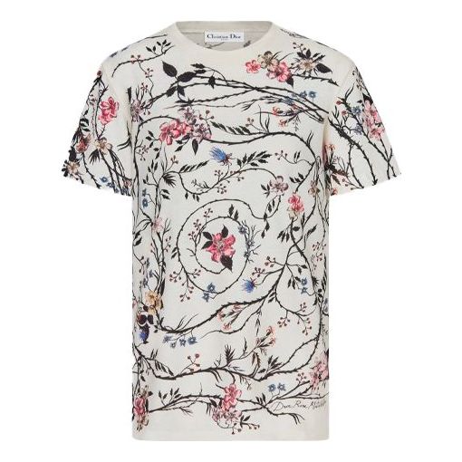 DIOR Rosa Mutabilis Print Plain Knit Unisex White 043T03MB448-X0866