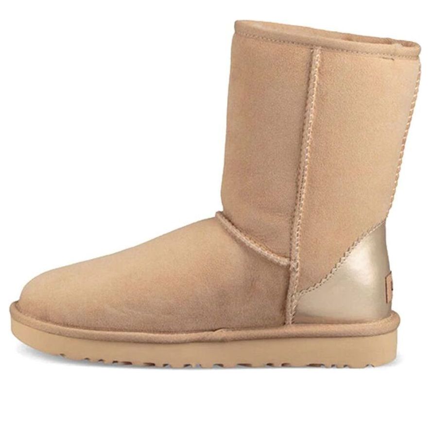 (WMNS) UGG Classic Short II Metallic Fleece Lined Cream Yellow 1019030-DRI