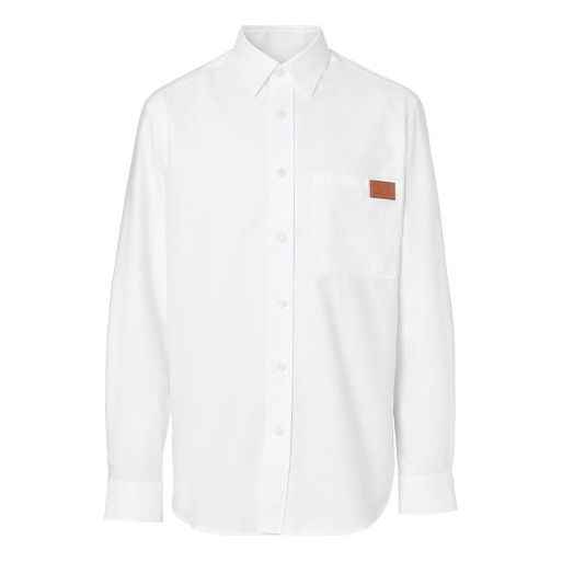 Men's Burberry Logo Detail Long Sleeves Shirt White 80175591