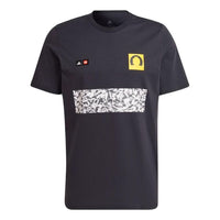 Men's adidas LEGO Soccer/Football Logo Printing Short Sleeve Carbon Black T-Shirt HG1992