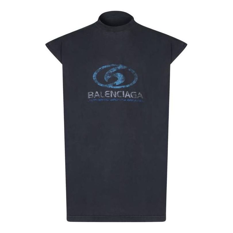 Balenciaga Surfer Sleeveless T-shirt 'Black Blue' 767844TPVM31412