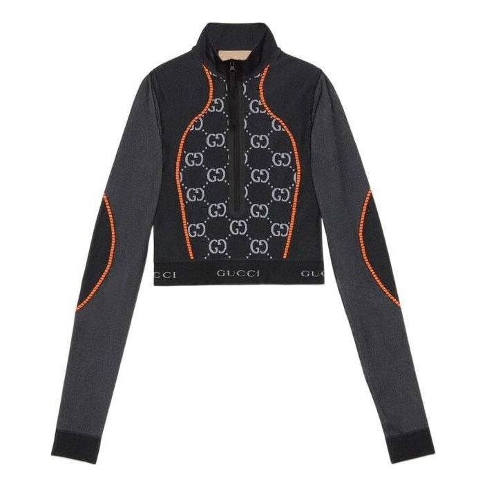 Gucci GG Jersey Jacquard Cropped Top 'Black Orange' 689201-XJEFU-1117