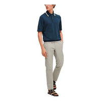 Men's HERMES SS21Rayure Et Twist Contrasting Colors Stripe Short Sleeve Polo Shirt Blue H157300HA67
