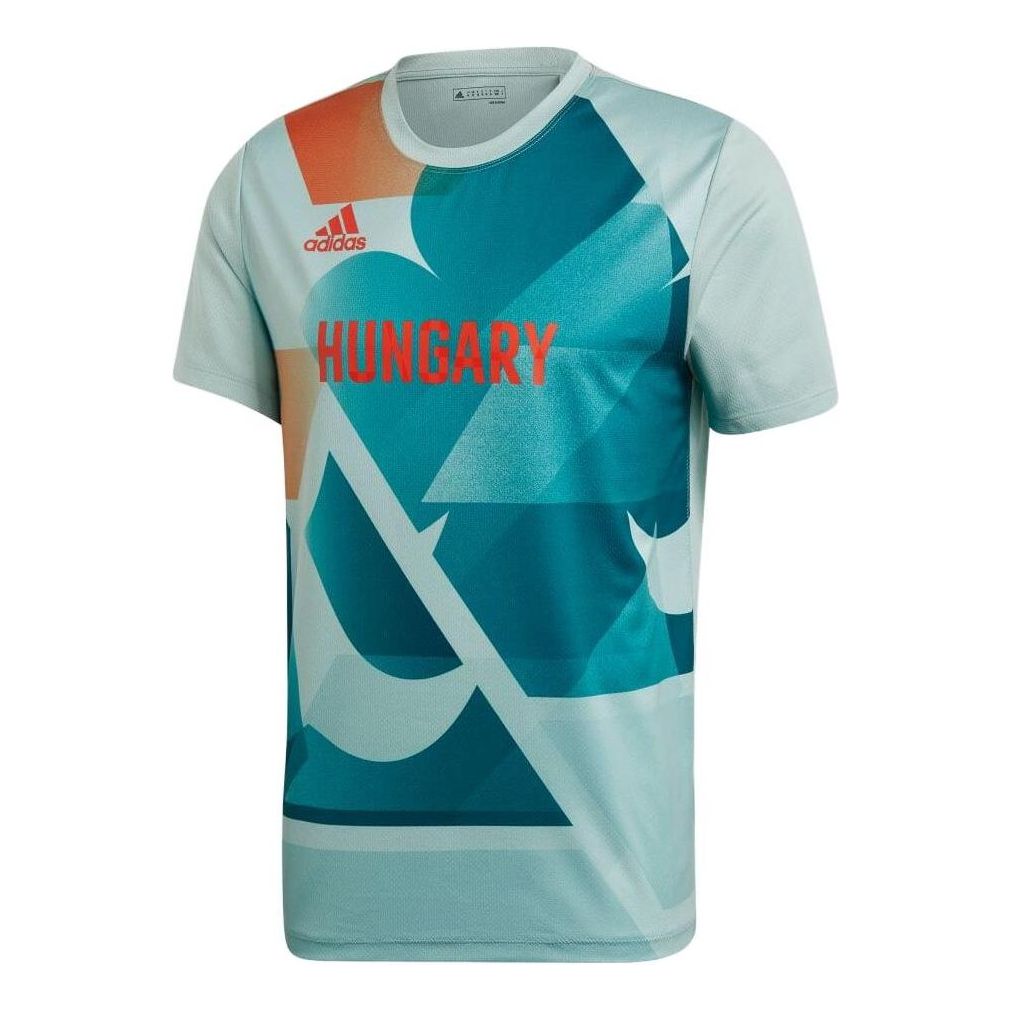 Men's adidas Alphabet Pattern Printing Round Neck Pullover Short Sleeve Japanese Version Blue T-Shirt GM8895