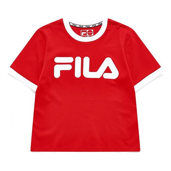 FILA FUSION Contrasting Colors Logo Printing Sports Short Sleeve Legend Red T-Shirt T11W022117A-RD