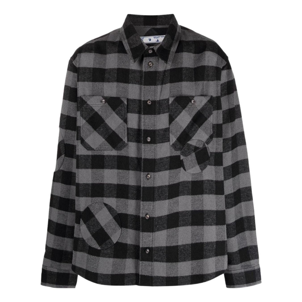 Off-White Plaid Long Sleeves Shirt Gray OMGA188F21FAB0010500