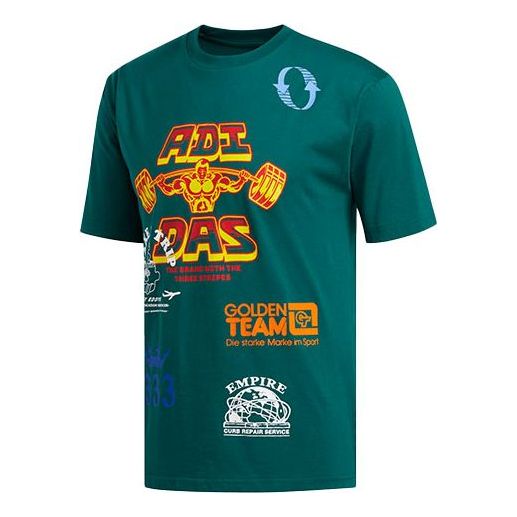 adidas originals Athleisure Casual Sports Printing Short Sleeve Green EC7370