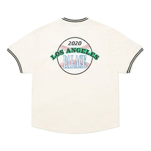 PALACE Casual Cozy V neck Short Sleeve Unisex White P19ES127