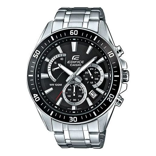 CASIO EDIFICE Waterproof Black DialSilver Strap Mens BlackSilver Analog EFR-552D-1AV