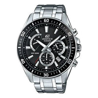 CASIO EDIFICE Waterproof Black DialSilver Strap Mens BlackSilver Analog EFR-552D-1AV
