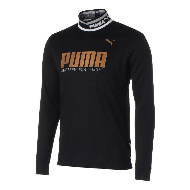 PUMA Golf Rib Collar Mock Neck Long Sleeve T-Shirt 'Black' 539365-01