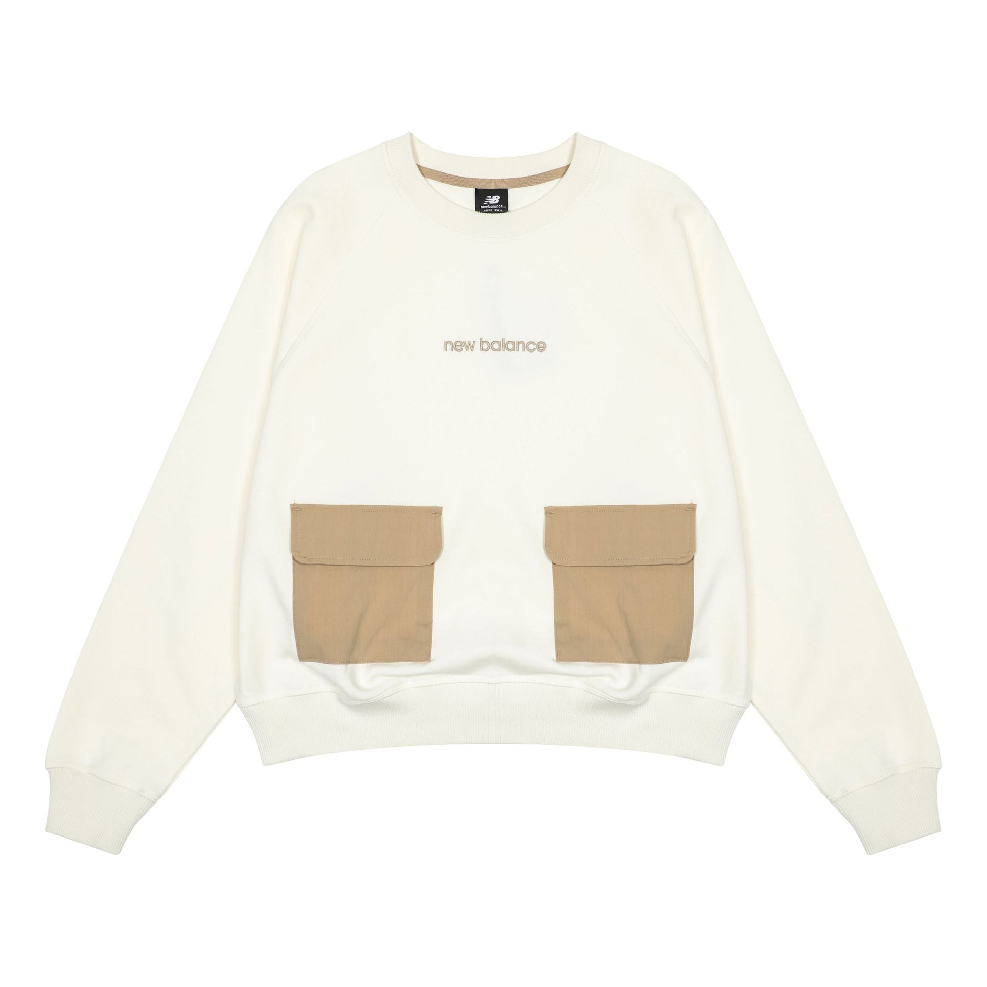 (WMNS) New Balance Casual Pocket Sweatshirt Asia Sizing 'White Brown' AWT23320-CIC