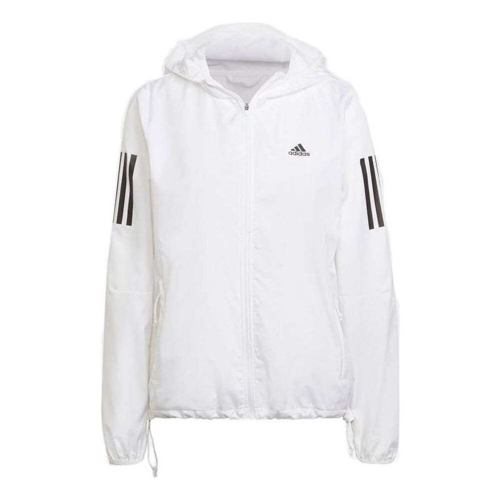 (WMNS) adidas Own the Run Hooded Running Windbreaker Asia Sizing 'White Black' HB9369