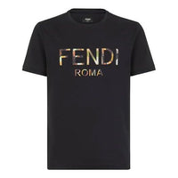 Men's FENDI Multi-Color Printing Short Sleeve Black FY0894-ABR9-F1AYV
