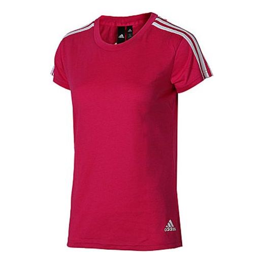 (WMNS) adidas White Stripe Short Sleeve Red CZ5781