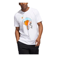 Men's adidas Basketball Series Basketball Anime Pattern Printing Short Sleeve White T-Shirt SH4329