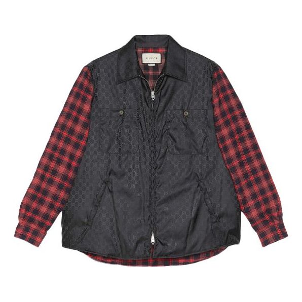 Gucci GG Nylon Shirt With Check Sleeves 'Black' 604113-Z4039-1043