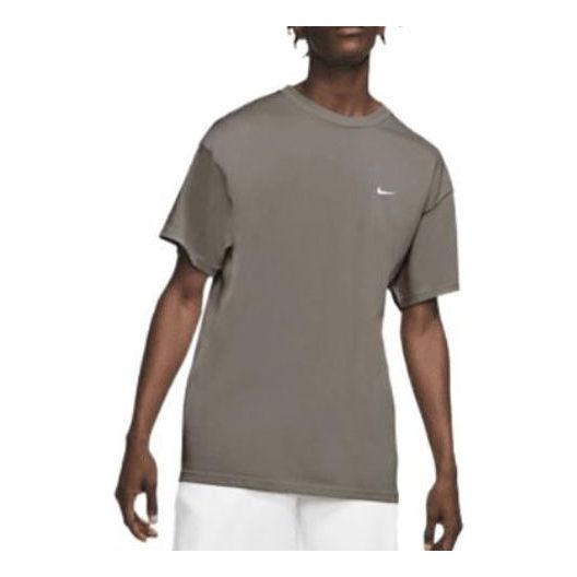 Nike Solo Swoosh Solid Color Round Neck Short Sleeve Olive Grey DA0321-081