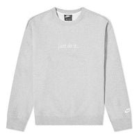Nike Solid Color Logo Embroidered Round Neck Pullover light grey CD0414-063