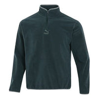 PUMA Classics Polar Fleece Hz Crew Casual Sports Fleece Lined Stand Collar Knit Dark Green 533121-80