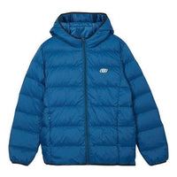Skechers Solid Logo Printed Short Hooded Down Jacket 'Blue Teal Green' L421M105