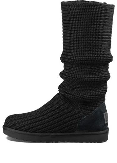 (WMNS) UGG Classic Cardy Boot Knit Shoe Stay Warm Cozy Black 1016555-BLK