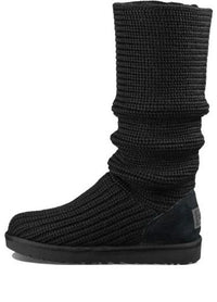 (WMNS) UGG Classic Cardy Boot Knit Shoe Stay Warm Cozy Black 1016555-BLK